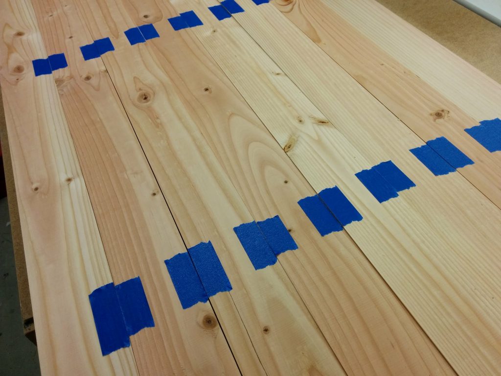 Tape applied to the boards.